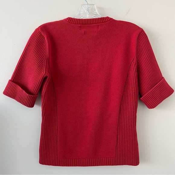 Vintage 2002 Tommy Hilfiger Red Flag Y2K Thick Knit Ribbed Top - Picture 3 of 6